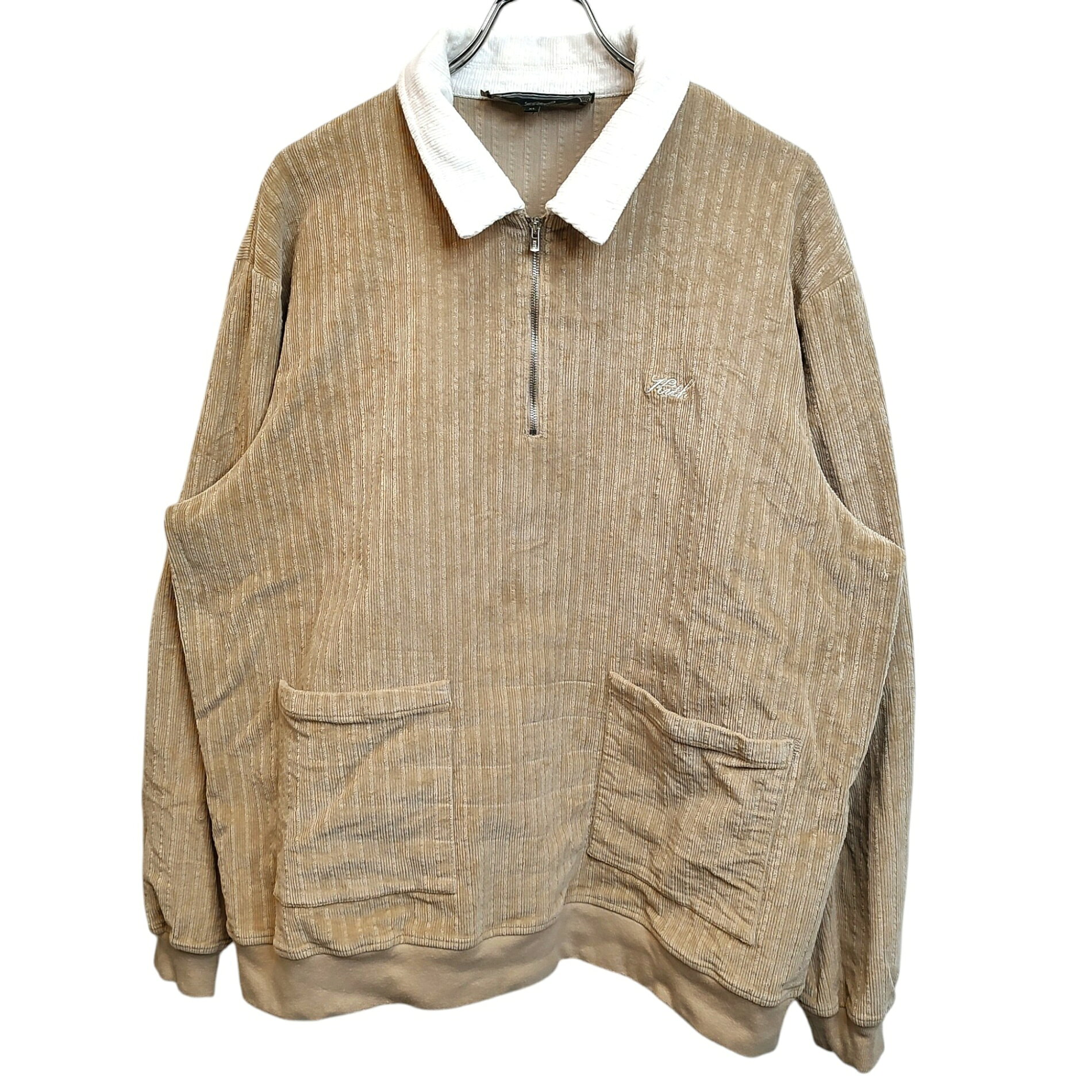 【中古】KITH キス Half Zip Corduroy Jacket ロゴ 刺繍 ハーフジップ コーデュロイ ジャケット ブルゾン 23-050-060-0008-3-0 XL ベージュ メンズ