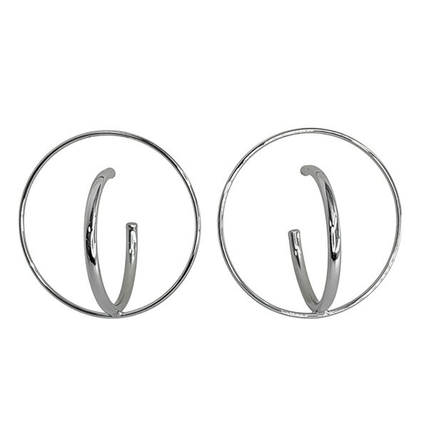 Rakuten - K18WGピアス ピンクゴールド 丸 両耳 ピンクゴールド スタッドピアス 金属アレルギー 地金 シリコンキャッチ 大ぶり 大きめ フープ ハーフフープ プレゼント ギフト