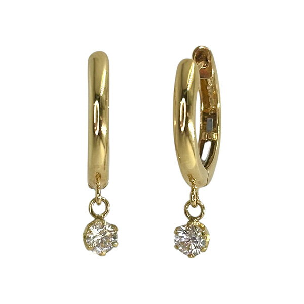 乐天商城 - K18 フープピアス ダイヤモンド イエローゴールド 0.16 揺れる 地金 両耳 18金 ギフト プレゼント