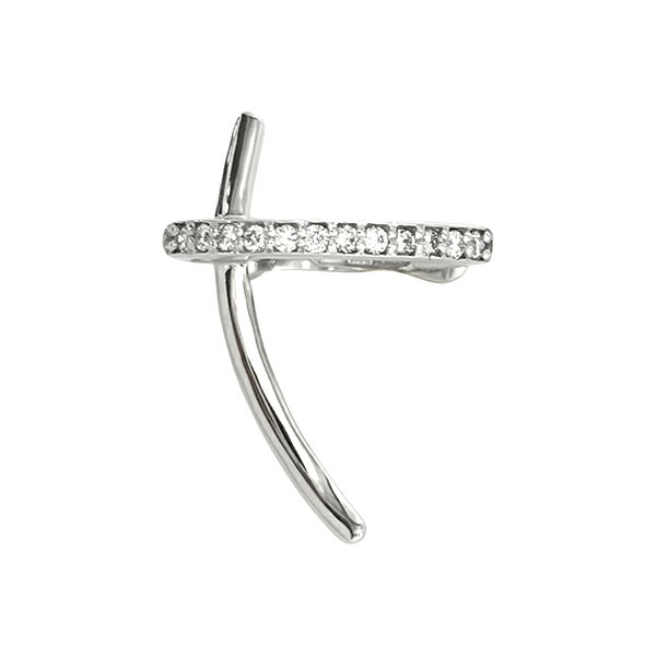Rakuten - イヤーカフ 大きめ ダイヤモンド 18金 ホワイトゴールド 0.13ct イヤリング ピアリング K18 ノンホールピアス
