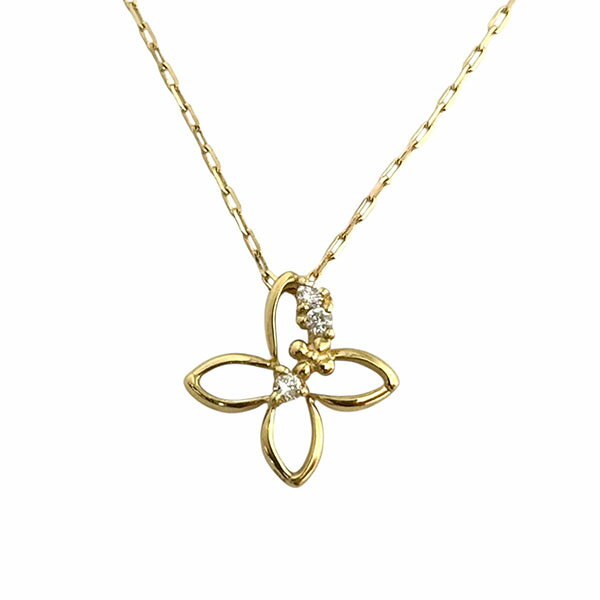 Rakuten - 花モチーフ ペンダント ネックレス ダイヤモンド イエローゴールド 18金 0.02ct K18YG 40cm 小さめ ギフト プレゼント 10340278.81