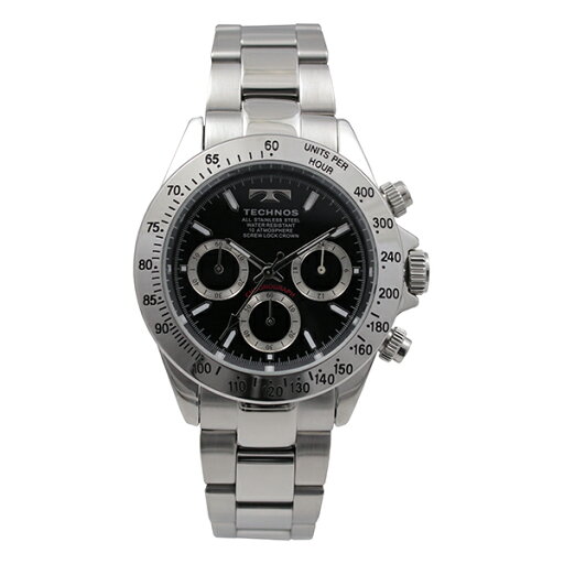 TECHNOS テクノス TSM401SB メンズ オールステンレス シルバー ブラック文字盤 クォーツ時計 TECHNOS テクノス TSM401SB メンズ オールステンレス シルバー ブラック文字盤 クォーツ時計