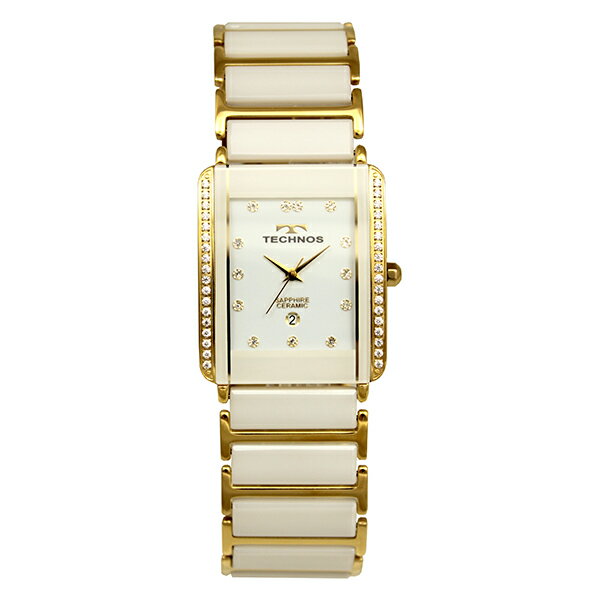 TECHNOS テクノス T9C09GW メンズ セラミックバンド ホワイト ゴールド クォーツ時計