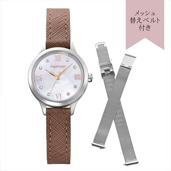 メーカー：Angel Heart エンジェルハート製品名：TTN25S-BWJANコード：4580749818617ケース直径：縦25mm× 横25mmムーブメント：ソーラー電池バンド：レザー / ステンレス（※メッシュ替えバンド）ガラス：サファイヤガラス防水：3気圧防水ケース：ステンレススチール説明：簡単に付け替えができるイージークリック仕様の替えベルトがセットになった、ベストセラーモデルより新カラーが登場！ 上質感のあるブラウンのサフィアーノレザーベルトが、落ち着きのある大人な印象を演出。 マザーオブパール文字盤のやさしい光沢が、手元に上品な華やかさを添え、女性らしい雰囲気を引き立てます。 また本商品には、軽やかで洗練された印象のシルバーメッシュベルトが付属。 その日の装いやシーンに合わせて、雰囲気を切り替えて楽しめます。Angel Heart エンジェルハート TTN25S-BW Twinkle Time マザーオブパール文字盤 ソーラー メッシュ替えベルト付メーカー希望小売価格はメーカーカタログに基づいて掲載していますメーカー：Angel Heart エンジェルハート製品名：TTN25S-BWJANコード：4580749818617ケース直径：縦25mm× 横25mmムーブメント：ソーラー電池バンド：レザー / ステンレス（※メッシュ替えバンド）ガラス：サファイヤガラス防水：3気圧防水ケース：ステンレススチール説明：簡単に付け替えができるイージークリック仕様の替えベルトがセットになった、ベストセラーモデルより新カラーが登場！ 上質感のあるブラウンのサフィアーノレザーベルトが、落ち着きのある大人な印象を演出。 マザーオブパール文字盤のやさしい光沢が、手元に上品な華やかさを添え、女性らしい雰囲気を引き立てます。 また本商品には、軽やかで洗練された印象のシルバーメッシュベルトが付属。 その日の装いやシーンに合わせて、雰囲気を切り替えて楽しめます。Angel Heart エンジェルハート TTN25S-BW Twinkle Time マザーオブパール文字盤 ソーラー メッシュ替えベルト付メーカー希望小売価格はメーカーカタログに基づいて掲載しています