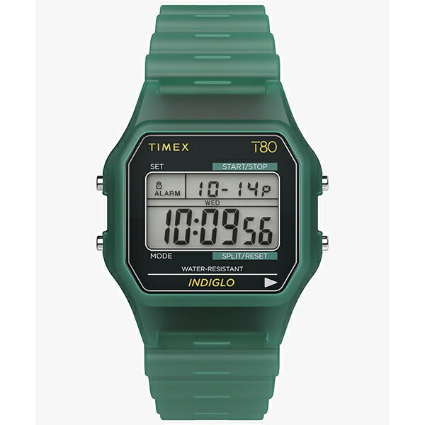 TIMEX タイメックス T80　トランスルーセント グリーン クラシック・デジタル INDIGLOバックライト搭載 超軽量 TW2Y34100 メンズ 腕時計 国内正規品 送料無料