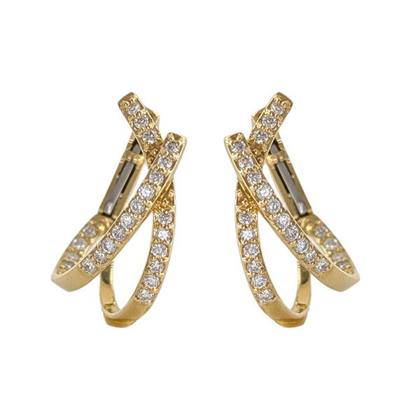 乐天商城 - 277427 ダイヤモンドフープピアス K18ゴールド 両耳 バネチャッチ 国内正規品 送料無料