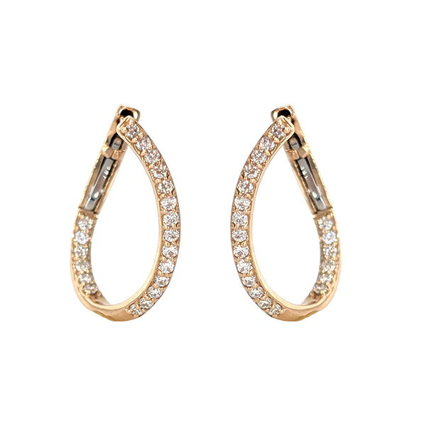 乐天商城 - ダイヤモンド K18PG ピアス ひねりデザイン ピンクゴールド 両耳 丸型 繊細 お洒落 小ぶり 4月 誕生石 レディース