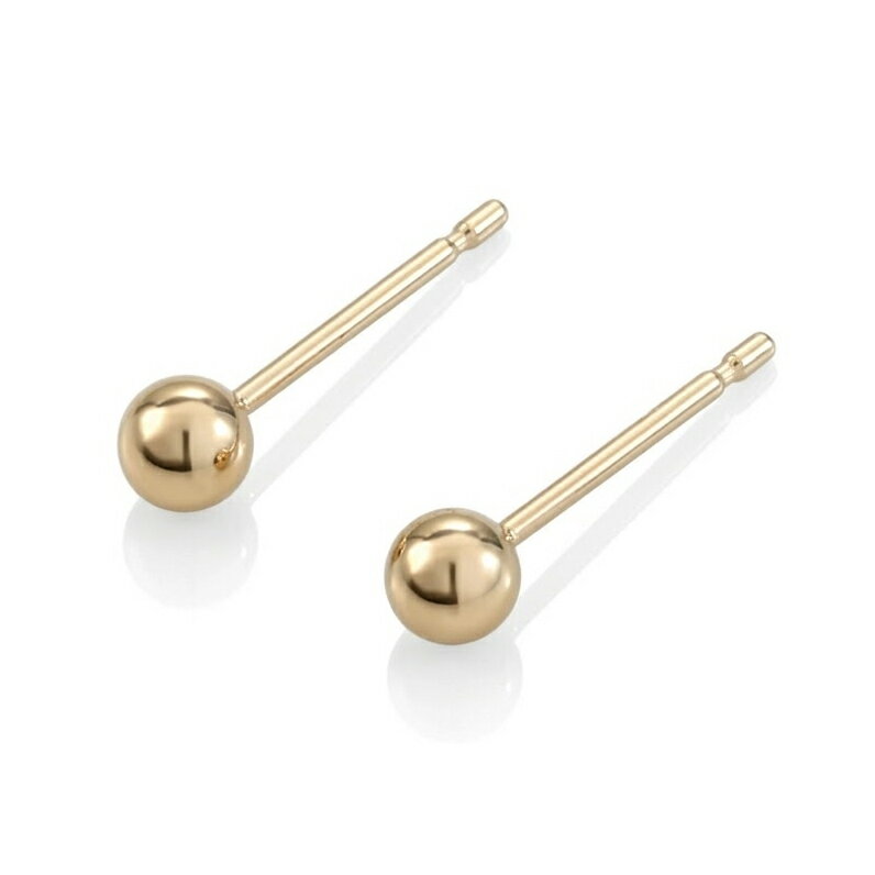 乐天商城 - 4mm 丸玉ピアス K18 ピアス イエローゴールド 18金 金18 地金ピアス ボールピアス スタッドピアス シンプル ペア レディース メンズ ジュエリー ギフト プレゼント