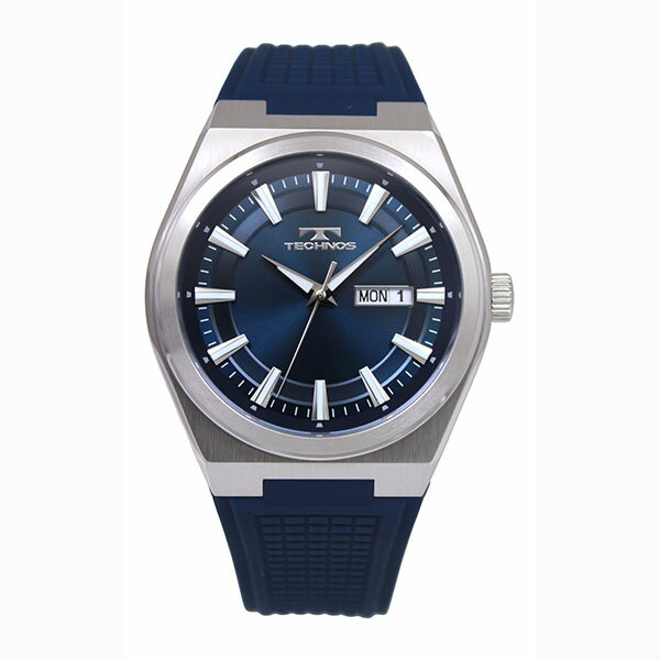 Rakuten - TECHNOS テクノス T5C43SN ブルー×シルバー 3針 デイデイト カレンダー シリコンベルト