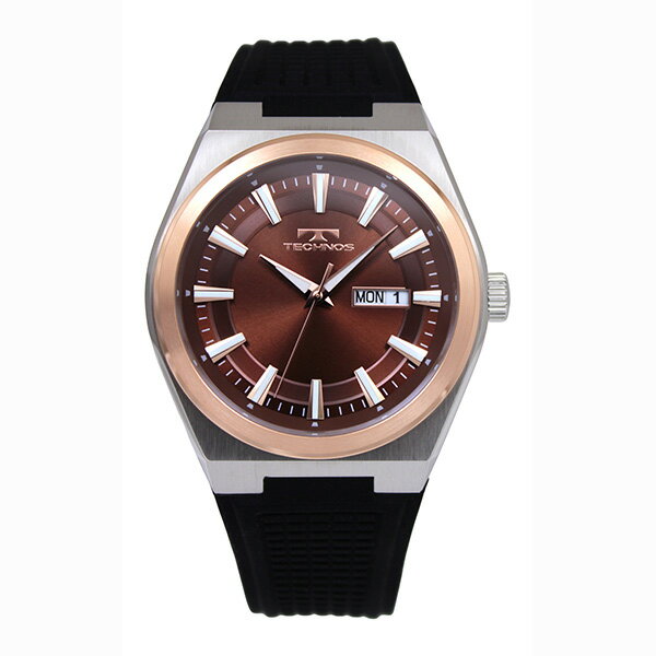 乐天商城 - TECHNOS テクノス T5C43PB ブラウン文字盤 3針 デイデイト カレンダー シリコンベルト