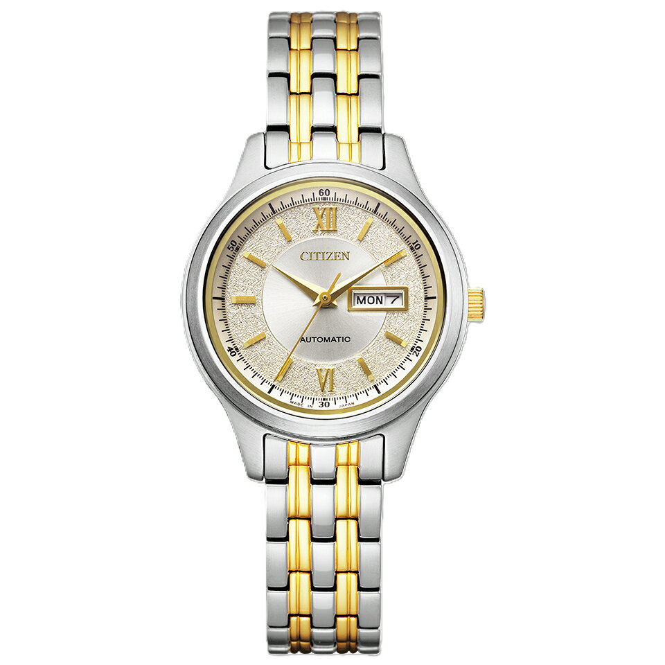 Y - CITIZEN COLLECTION シチズンコレクション PD7154-61P シルバー×イエローゴールド 機械式 シースルーバック デイ＆デイト Mechanical