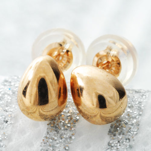 （127333）たまご型ピアス レディース スタッドピアス ピンクゴールドのコロンとした6mm 18PG ピヤス ぴあす