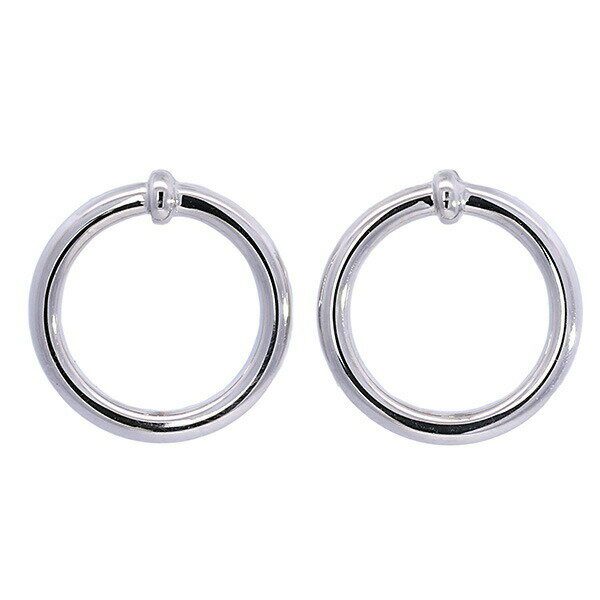 Rakuten - サークル ピアス K18WG ホワイトゴールドピアス シンプル 正面フープピアス スタッドピアス レディースピアス