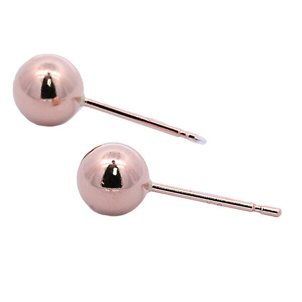 Rakuten - 丸玉ピアス 5mm ピンクゴールド K18PG プレゼント 女性 レディース シンプルピアス