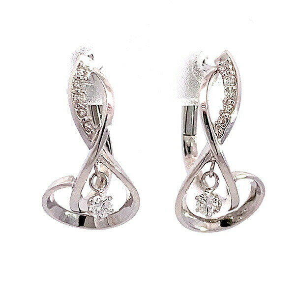 Rakuten - ダイヤモンドピアス 音符型 フープピアス 18kWG ホワイトゴールド