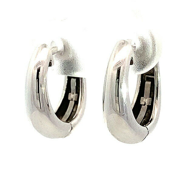 Rakuten - フープピアス 18kWG 地金 両耳 フープピアス 1ペア ぽってり プレゼント レディース 女性