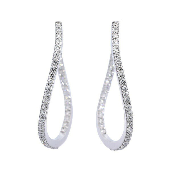 Rakuten - ダイヤモンドフープピアス 0.76カラット K18ホワイトゴールド レディース 女性 k18WG 18wg