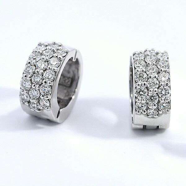 Rakuten - 正規品 日本産 ダイヤピアリング ホワイトゴールド ピアリング ダイヤモンドパヴェ イヤリング イアリング