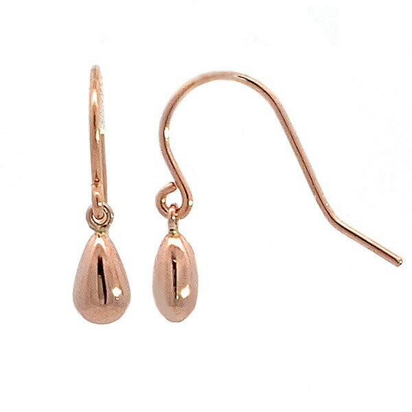 Rakuten - ピンクゴールド ツユ型 フックピアス Sサイズ K18PG ティアドロップ 小さめ ペアシェイプ ぷっくり 雫 18金