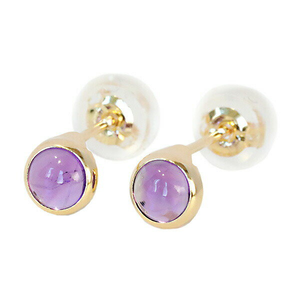 天然石ピアスk18アメジストピアス...