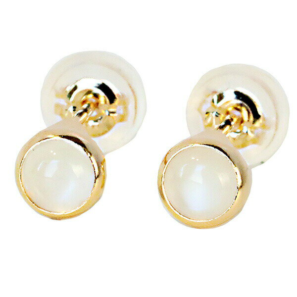 ピアスムーンストーン18金カボショ...