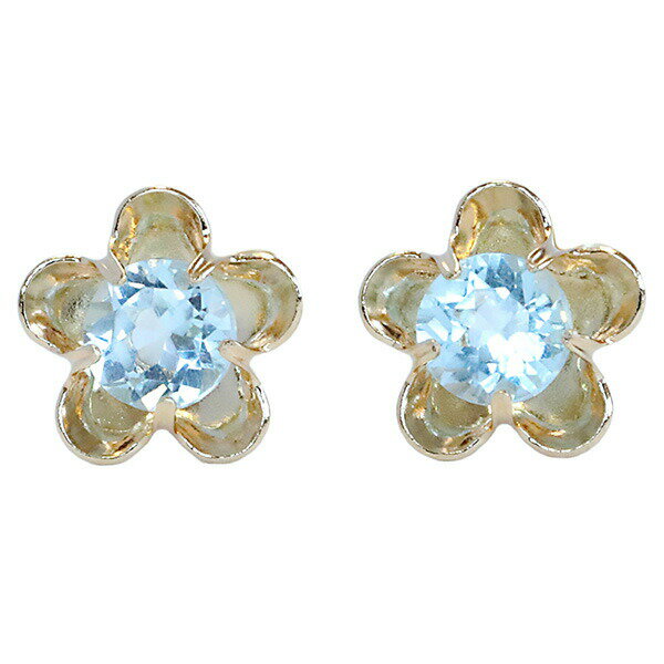 （267046）フラワー ブルートパーズピアス K18 花 カラーストーンピアス レディース フラワー ピアス K18 18金 ゴールド 女性 誕生日プレゼント(4.0)