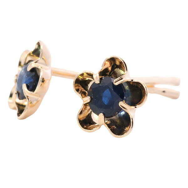 （267049）サファイア フラワー ピアス K18 18金 k18 ゴールド プレゼント ギフト ピアス 18k ゴールド ジュエリー 女性 誕生日 9月 誕生石 サファイヤ