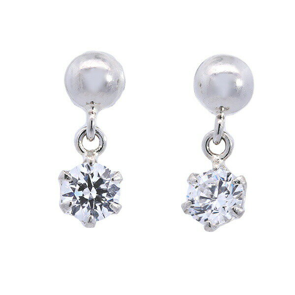 Rakuten - 日本製 キュービックジルコニア プラチナ ピアス pt900 金属アレルギー対応