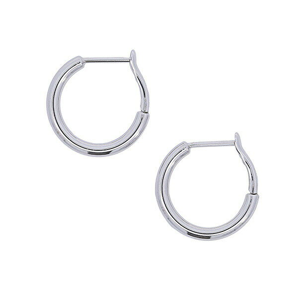 Rakuten - フープピアス 2mm-15mmサイズ K18WG リングピアス ホワイトゴールド k18 両耳用 フープピアス 定番 シンプル バネ式