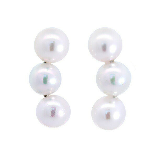 Rakuten - プラチナ 3連 パールピアス プラチナ アコヤ 真珠 ホワイト あこや 三連 3粒 入学 卒業 プレゼント オールシーズン 上品 オシャレ