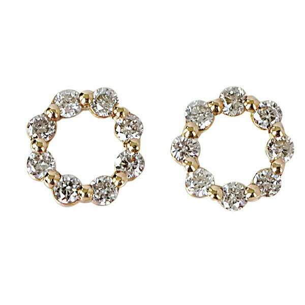 Rakuten - リース ダイヤ ピアス K18 天然ダイヤモンド 0.2ct サークルピアス サークルモチーフ 円 ダイヤモンド サークル ピアス