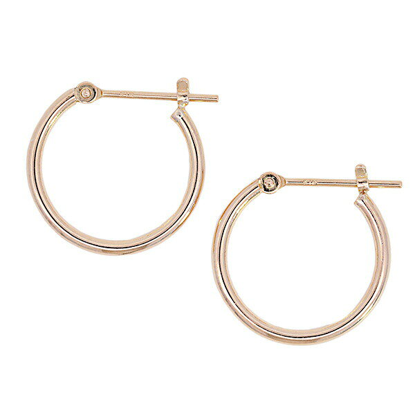 Rakuten - 日本製 シンプルフープ K18 1.5mm×15mm ワッカピアス ユニセックスチャーム付け替え k18 ゴールド 金 18金 パイプピアス フープピアス