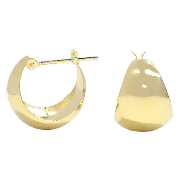 乐天商城 - 日本製 ボリュームピアス 月甲 K18 月甲ピアス 10mm×15mm 地金 ピアス フープ 18金 イエローゴールド k18 18k 大きめ 金属アレルギー対応 ジュエリー