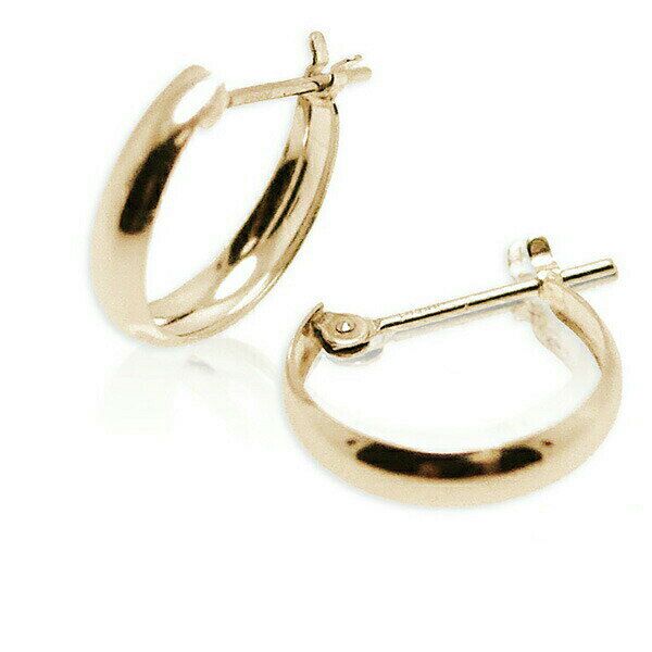 （km301300）月形輪っかピアス ぷっくりフープピアス 18k ゴールド 3mm×13mm 月甲 甲丸 地金ピアス 両耳 レディース メンズ 小さめ プレゼント