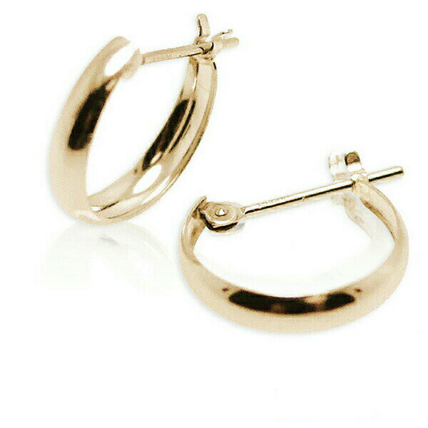 Rakuten - フープ月形ピアス 18kゴールド 3mm×15mm ぷっくりピアス 月甲 甲丸 地金ピアス 月型 両耳 1ペア レディース