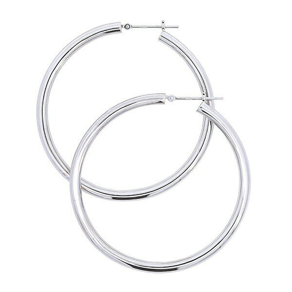 乐天商城 - 3mm幅 プラチナフープピアス 3mm×45mm PT900フープピアス パイプピアス 大きめ 大振り 日本製 1ペア 存在感