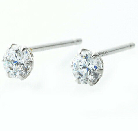 乐天商城 - ピアス キュービックピアス 3mm PT900 セカンドピアス ジルコニア キュービック スタッド ピアス プラチナ セカンドピアス