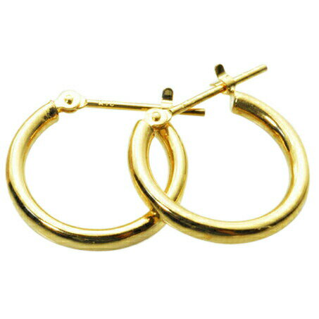 Rakuten - 地金ピアス 輪っかフープピアス18k 2mm×15mm K18ゴールドピアス 小さめ フープピアス 1ペア 両耳 レディース 女性