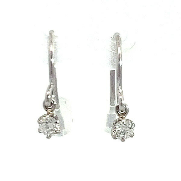 乐天商城 - フック天然ダイヤモンドピアス プラチナ 一粒 揺れるぶら下がりタイプピアス 0.1ct 小ぶり シンプル スイング