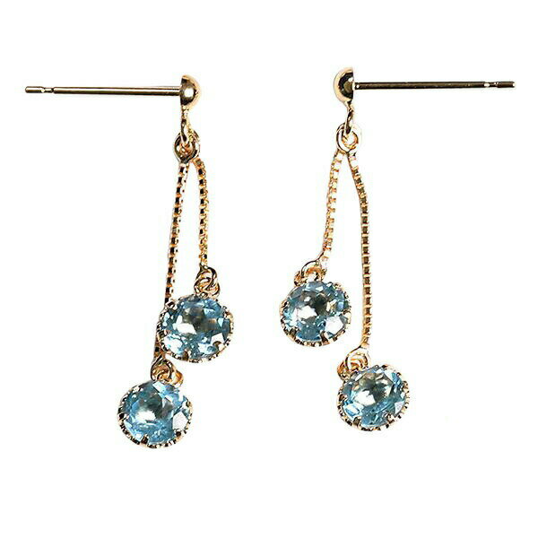 （pe247100）ピアス 18kイエローゴールド ブルートパーズ 4mm ピアス ぶら下がり 両耳 レディース 女性 かわいい 揺れる 11月 誕生石 プレゼント