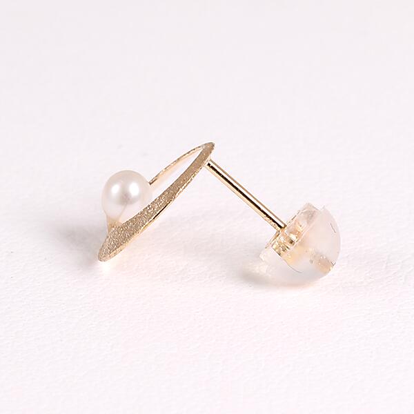 （pe247101）淡水パール ピアス 18kイエローゴールド ファッションジュエリー 両耳 小さめ レディース 女性 プレゼント 贈り物 6月 誕生石 満月 ムーン K18YG ツヤ消し