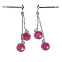 (pe247105)ピアス 14kホワイトゴールド ルビー 4mm ピアス ぶら下がり 両耳 レディース 女性 かわいい 揺れる 7月 誕生石 プレゼント おしゃれ さくらんぼ K14WG