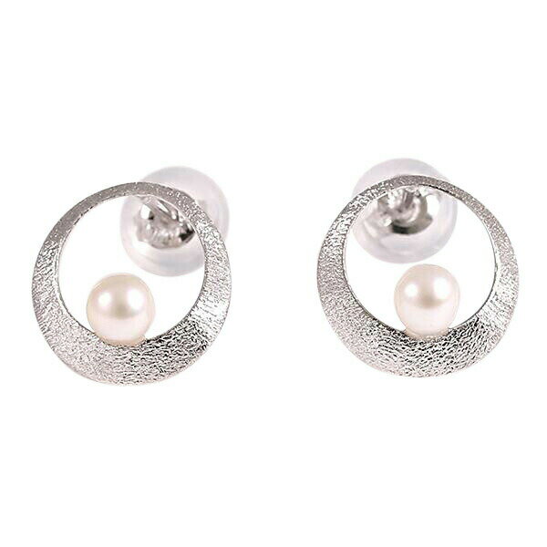 Rakuten - 淡水パール ピアス 14kホワイトゴールド ファッションジュエリー 両耳 小さめ レディース 女性プレゼント 6月 誕生石 満月 ムーン K14WG ツヤ消し
