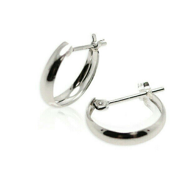 Rakuten - フープ月型ピアス ぷっくり フープピアス Pt900 輪っかリング 3mm×15mm 月甲 甲丸 地金ピアス 両耳 1ペア レディース 女性 メンズ 男性 小さめ プレゼント 贈り物 三日月型