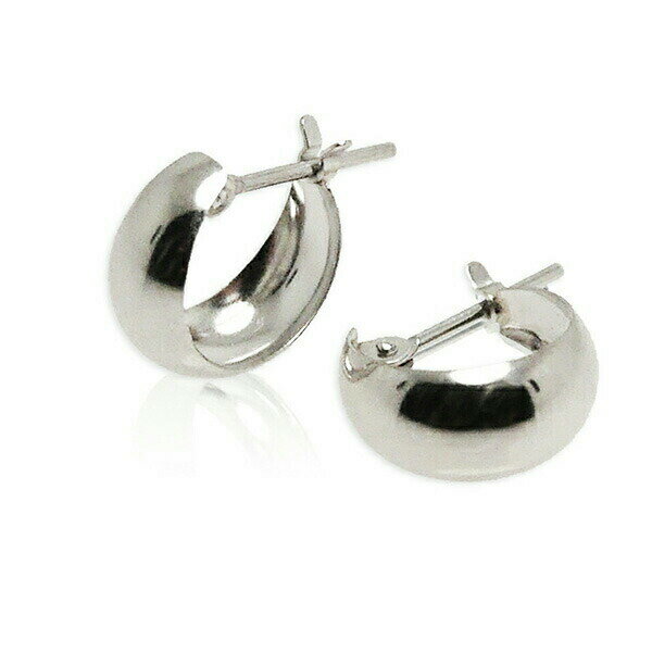 乐天商城 - 月形ピアス フープ輪っかピアス ぷっくりピアス PT900 月型 5mm×10mm 月甲 甲丸 地金 両耳 レディース 女性 プレゼント わっか 三日月型 フープピアス プラチナ