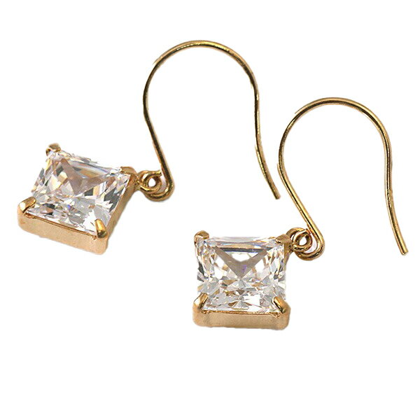 乐天商城 - K18 プリンセスカット キュービックピアスフックピアス