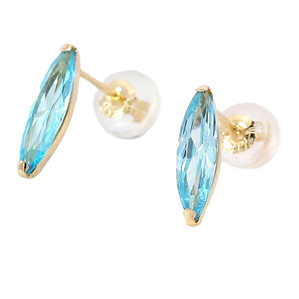 乐天商城 - 18K キュービックピアス マーキス 水色 18金