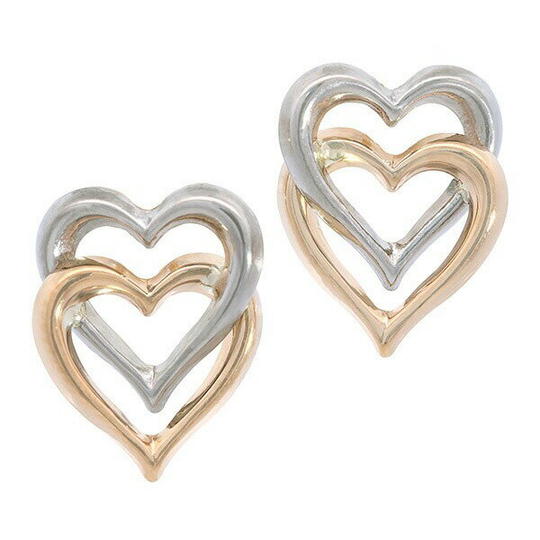 Rakuten - コンビカラー ハート ピアス K18 Pt900 金 プラチナ