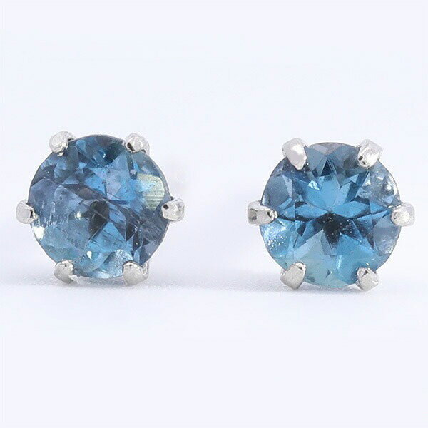 乐天商城 - アクアマリン ピアス 濃い青 サンタマリア PT900 3mm