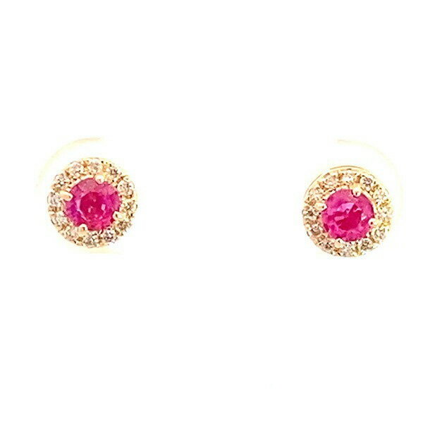 ルビ− 取巻き 人気ピアス スタッド 0.4ct ダイヤモンド 0.1ct